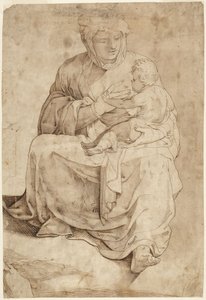 Seated Madonna Nursing the Child, from an Inlaid Floor Panel in the Siena Duomo by Domenico Beccafumi
