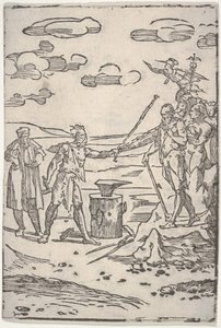 The Forger Standing by an Anvil Pulling a Man in Chains, from the Series The Various