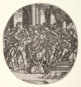Beheading of Saint Catherine by Domenico Campagnola