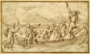 Christ and St Peter Walking on the Water by Domenico Campagnola