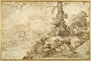 Landscape with Astrology by Domenico Campagnola