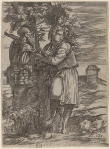 The Shepherd and the Old Warrior by Domenico Campagnola