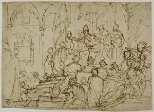 Enthroned King with Attendants