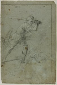David Beheading Goliath (recto); Sketch of Draped Female Figure with Right Arm Raised Above Head (verso)