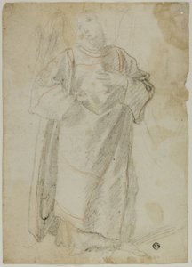 Standing Angel; Study of Face and Drapery