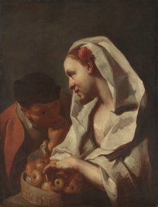 Girl Selling Fruit by Domenico Maggiotto (attributed to)