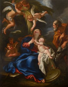 The Rest of the Holy Family on the Way to Egypt by Domenico Piola