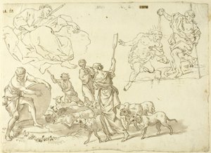 Sketches of Religious Scenes by Domenico Piola