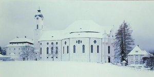 View of the Wieskirche in the snow by Dominikus Zimmermann