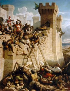 Guillaume de Clermont defending the walls at the Siege of Acre, 1291 by Dominique Papety