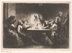 Group Around a Table by Candlelight