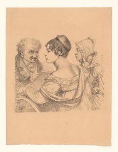 Self-Portrait of the Artist with Two Young Women as Models by Dominique Vivant Denon (baron)