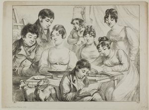 Conversation, a Family Drawing and Reading, the Nurse Holding an Infant, a Portrait of Prince Edmond de Beauvau Behind a Chair, and Portraits of Madame Lavallée and Madame Vallory, Both Seated by Dominique Vivant Denon