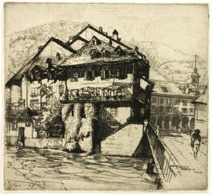 Houses on the Aare, Switzerland by Donald Shaw MacLaughlan