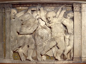 Tile with Dancing Putti