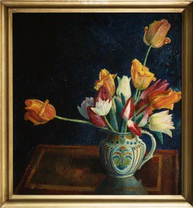 Tulips in a Staffordshire Jug