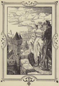 Annoure Brought the King Out Upon the Battlements (Lithograph) by Dora Curtis