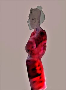 Contemplative Red Woman