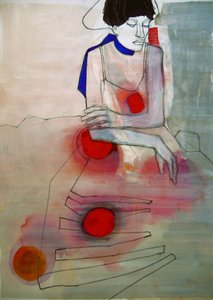 Elegant Woman Red Circles