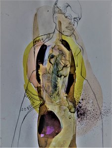 Golden Abstract Figure by Doris Schmitz