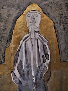 Golden Meditative Figure by Doris Schmitz