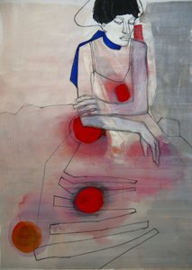 Pensive Woman with Red