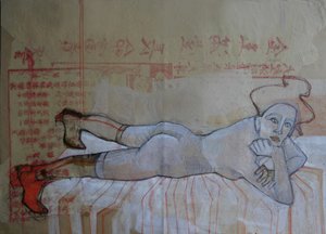 Reclining Nude Red Boots