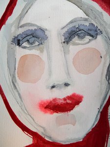 Red Lip Portrait by Doris Schmitz