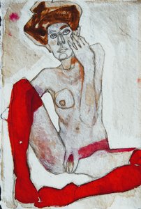 Seated Nude Red Socks