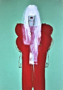 White Hair Red Dress