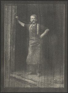Blacksmith Standing in Doorway, Pipe in Mouth