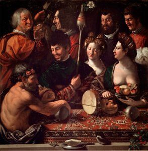 Bambocciata (burlesque painting). Witchcraft or allegory of Hercules by Giovanni Luteri dit Dosso Dossi