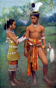 Young Iban or Sea Dayaks People in Gala Attire, Borneo