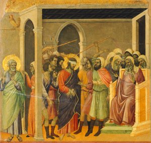 Christ Mocked (detail) by Duccio di Buoninsegna