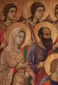 Virgin and child on the throne, detail with Saint Catherine of Alexandria and Saint Paul (detail) by Duccio di Buoninsegna
