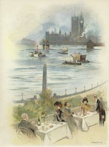 Lunch on Terrace Overlooking the Thames by Dudley Hardy