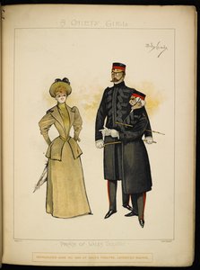 One of the Gaiety girls, and two officers of the Life Guards by Dudley Hardy