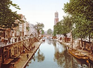View looking down the Oudegracht in Utrecht by Dutch Photographer
