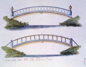 Bridge Designs from Magazine of Garden Gems by G. van Laar, published 1802 by Dutch School