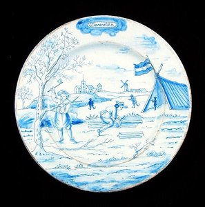 Delftware plate depicting the month of December