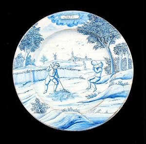 Delftware plate depicting the month of July