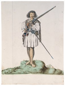 Drawing from an album of natives of Brazil, Africa, Persia and the East India by Dutch School