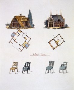 Garden decorations, from Magazine of Garden Gems by G. van Laar, published 1802