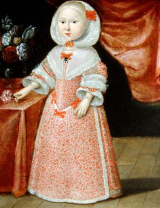 Girl holding a Pink and White Flower, c.1640 by Dutch School