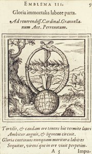 Gloria immortalis labore parta, illustration from Emblemata by Hadrianus Junius, published by Christophe Plantin, Anvers, 1565 by Dutch School
