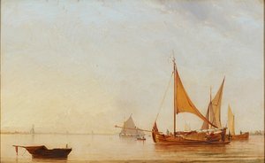 Harbouring Boats at Dawn by Dutch School