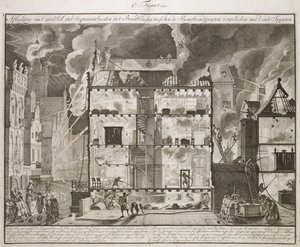 Illustration Showing How New Long Fire Hoses Could Reach All Parts of a Building, from a Book on Firefighting in Holland, Published c.1700 by Dutch School