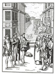 Sale by Town Crier, after a Woodcut in Praxis Rerum Civilium by Joos de Damhouder (1507-81) Published Antwerp, 1557 by Dutch School