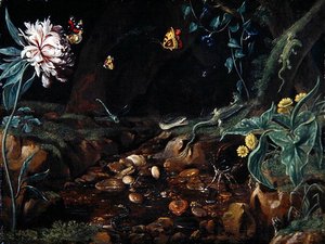 Stream in a Dell with Flowers and Reptiles