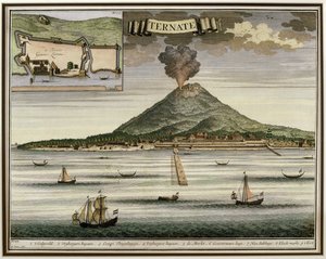 The Island of Ternate, Moluccas, Indonesia, illustration from Oud Nieuw Oost-Indien, 1724-26 by Dutch School